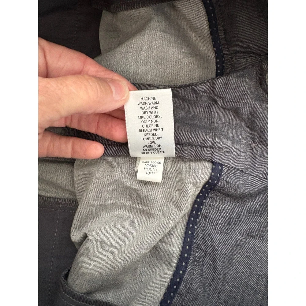 Banana Republic Womens 14 Wide Leg Trousers Gray Cotton Blend Cuffed Hem Pants
